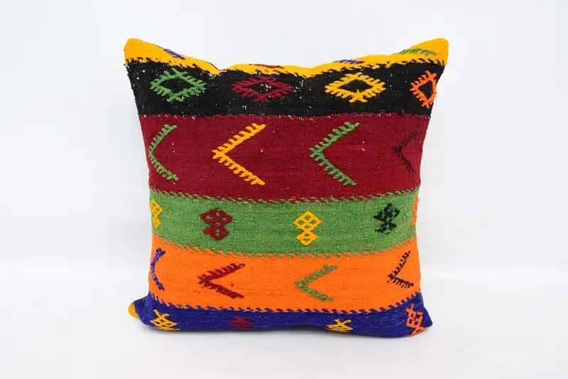 Outdoor Pillow Case, Pillow for Sofa, Decorative Throw Pillow Case, Pillow Sham, Kilim Cushion Sham, 24x24 Red Cushion, Boho Pillow Sham Cover - 1
