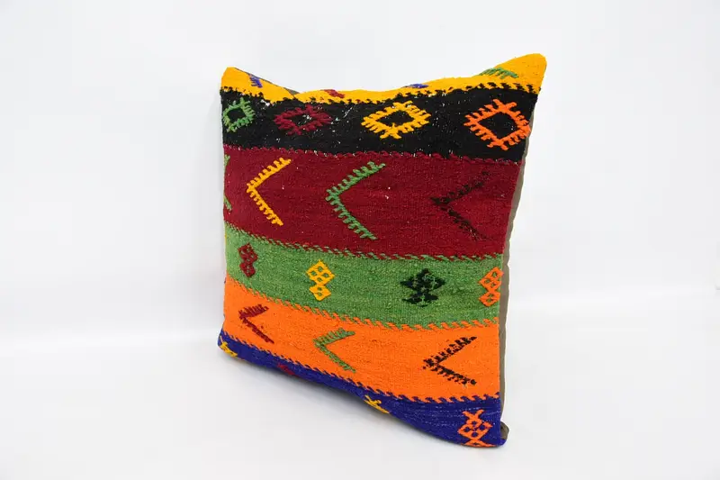 Outdoor Pillow Case, Pillow for Sofa, Decorative Throw Pillow Case, Pillow Sham, Kilim Cushion Sham, 24x24 Red Cushion, Boho Pillow Sham Cover - 4