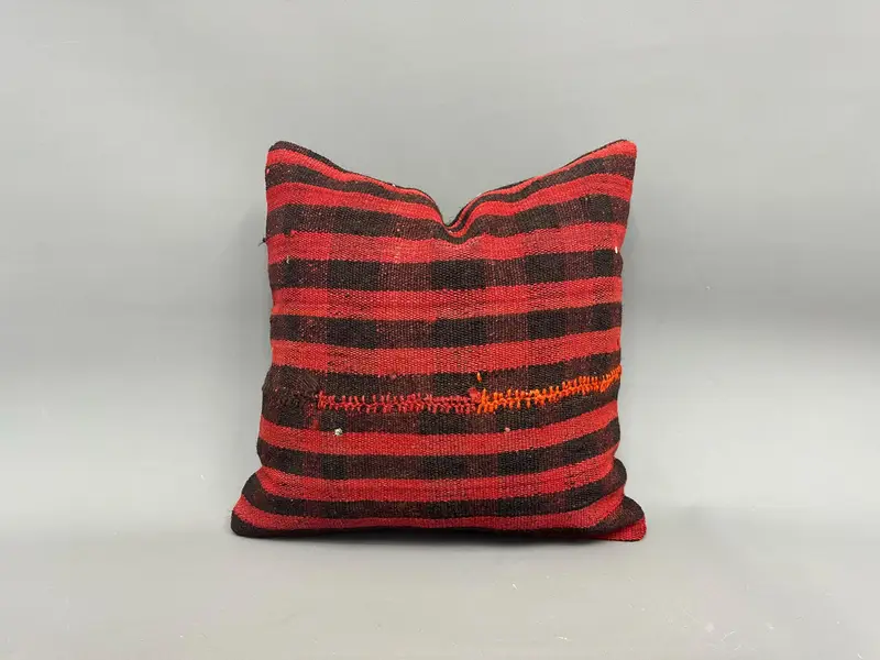 18x18 Red Pillow Cover, Pillow for Couch, Cushion Cover, Aztec Pillow Cover, Turkish Rugs Cushion Case, Kilim Pillow Cover, Kilim Cushion Sham - 1