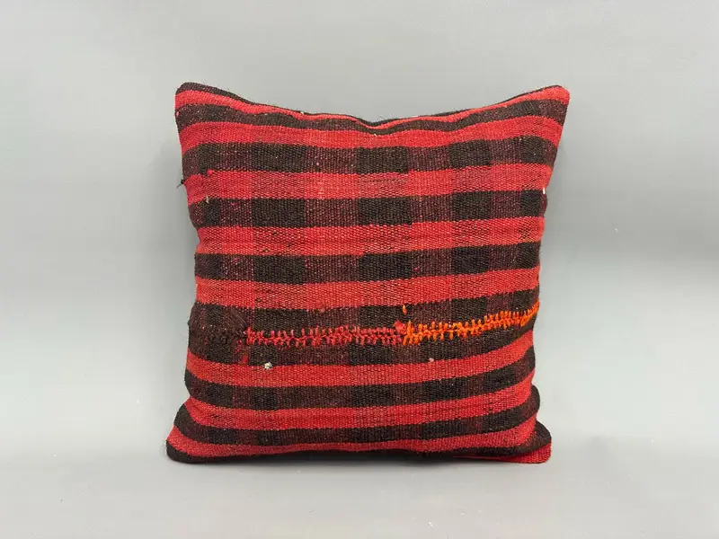 18x18 Red Pillow Cover, Pillow for Couch, Cushion Cover, Aztec Pillow Cover, Turkish Rugs Cushion Case, Kilim Pillow Cover, Kilim Cushion Sham - 4