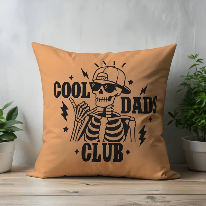 Skeleton Dad Print Pillow Cover, Funny Father's Day Gift, Cool Dads Club Cushion - 1