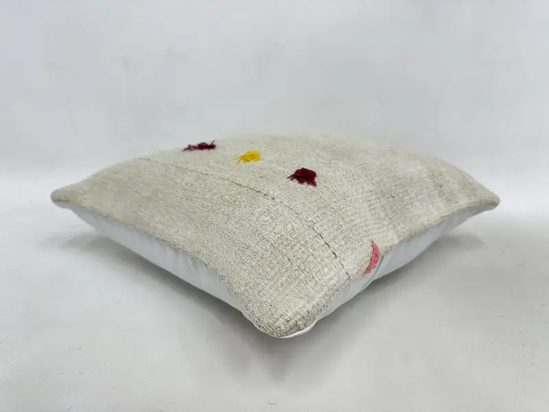Cushion Cover, Home Decor Pillow, 16x16 Beige Pillow Sham, Kilim Cushion Sham, Seat Pillow, Oriental Pillow Case, Throw Kilim Pillow - 6