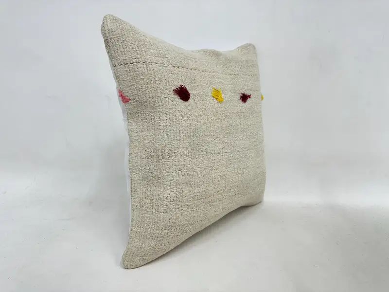 Cushion Cover, Home Decor Pillow, 16x16 Beige Pillow Sham, Kilim Cushion Sham, Seat Pillow, Oriental Pillow Case, Throw Kilim Pillow - 3