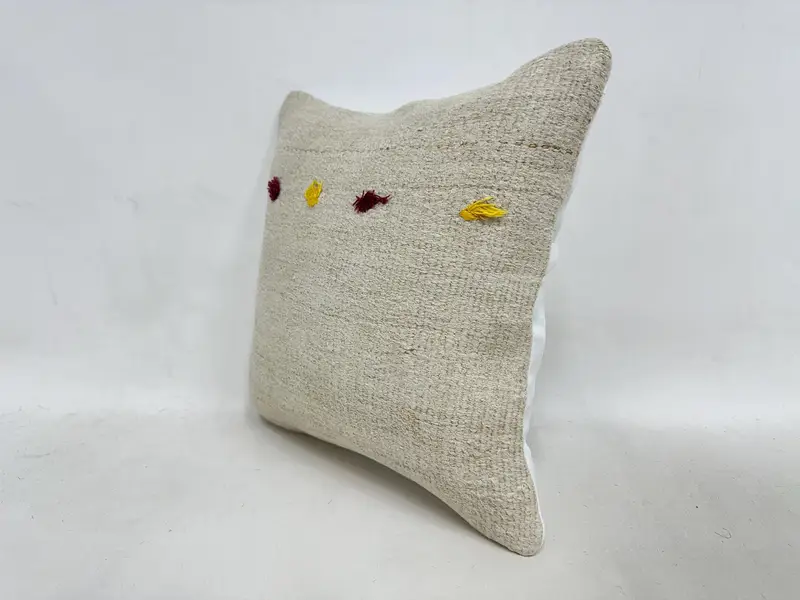 Cushion Cover, Home Decor Pillow, 16x16 Beige Pillow Sham, Kilim Cushion Sham, Seat Pillow, Oriental Pillow Case, Throw Kilim Pillow - 4