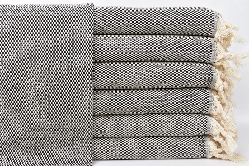 Personalized Hand Towels Turkish Cotton Black Polka Dot, 18x40 Inches