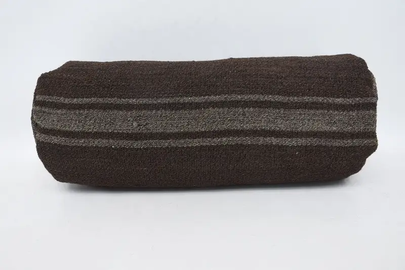 Handgefertigtes braun-grau besticktes Kissen, Vintage-Kissen