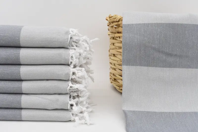 Turkish Towel Gray Striped, 70x40 Inches