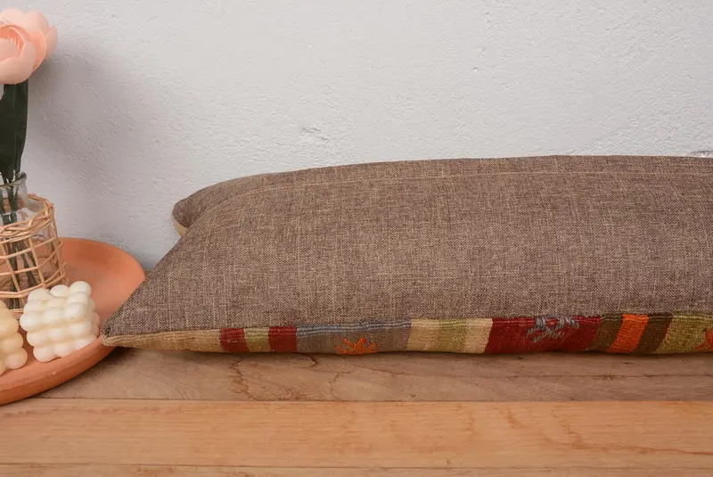 12x36 Red Pillow, Vintage Kilim Throw Pillow, Sofa Bolster Cushion, Pillow for Sofa, Cushion Cover, Boho Pillow Sham Cover - 6