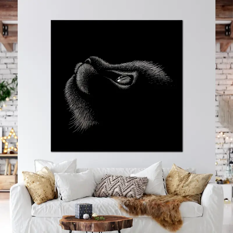 Cat Wall Art, Canvas Wall Art, Modern Wall Decor, Black Wall Art, Cat Canvas, Trendy Canvas, Cat Lover Gift, Abstract Cat Wall Decor, - 4