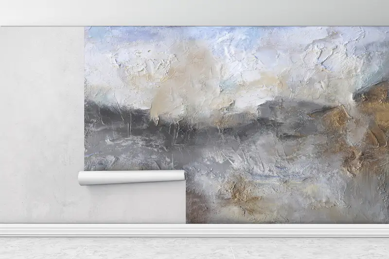 3d Wall Paper,Gray Plaster Painting,Bright Wall Paper,Abstract Plaster Wall Print,Paper Wall Art ,Loft Wall Mural,Modern Wall Print, - 4