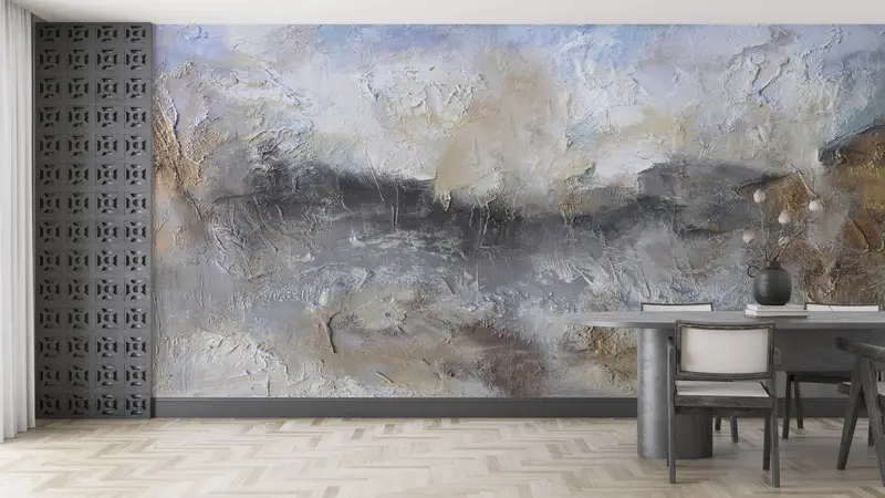 3d Wall Paper,Gray Plaster Painting,Bright Wall Paper,Abstract Plaster Wall Print,Paper Wall Art ,Loft Wall Mural,Modern Wall Print, - 5