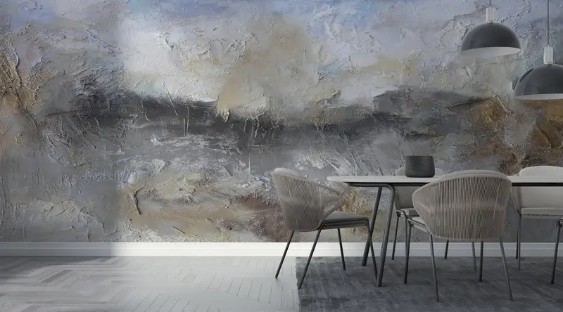 3d Wall Paper,Gray Plaster Painting,Bright Wall Paper,Abstract Plaster Wall Print,Paper Wall Art ,Loft Wall Mural,Modern Wall Print, - 9