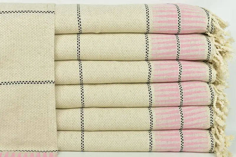 Turkish Tablecloth, Housewarming Gift, Turkish Blanket Queen, Decorative Blanket, Custom Beach Blanket, 104x96 Cotton Striped Towel, Bedspread - 1