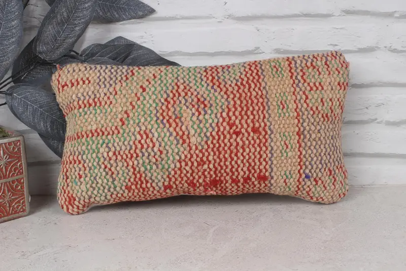 Kilim Pillow, Turkish Kilim Pillow, Customized Pillow Cover, Ethnic Pillow Cover Pillow Case, 8x16 Red Pillow Sham, Cushion Cover, Pillow for Couch - 1