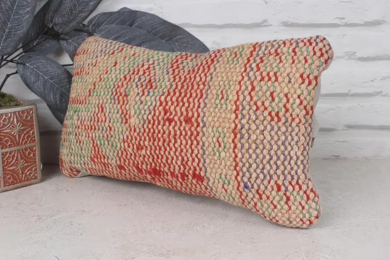 Kilim Pillow, Turkish Kilim Pillow, Customized Pillow Cover, Ethnic Pillow Cover Pillow Case, 8x16 Red Pillow Sham, Cushion Cover, Pillow for Couch - 3