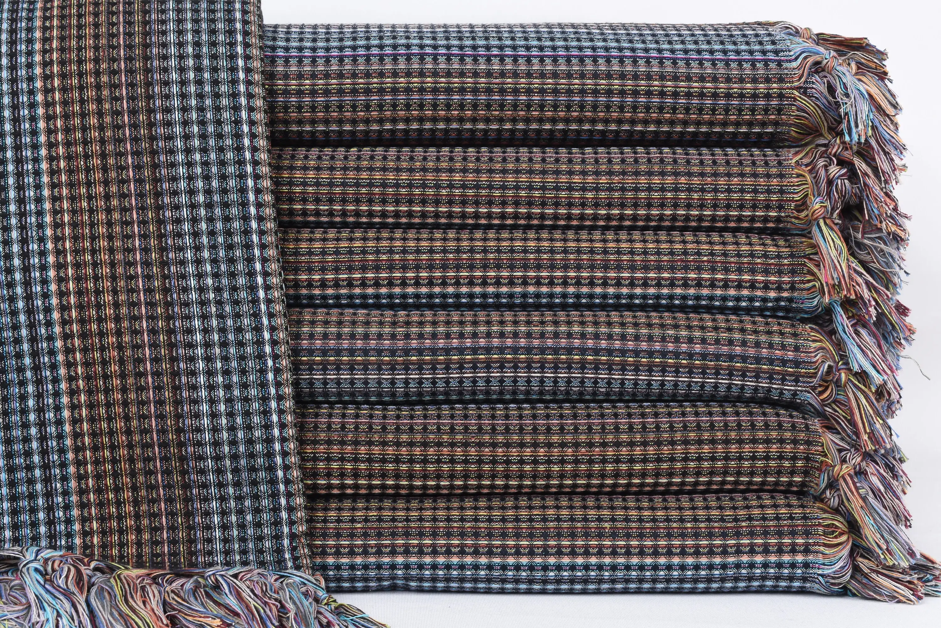91x87 Black Geometric Blanket, Full Size, Organic Cotton Throw - 1
