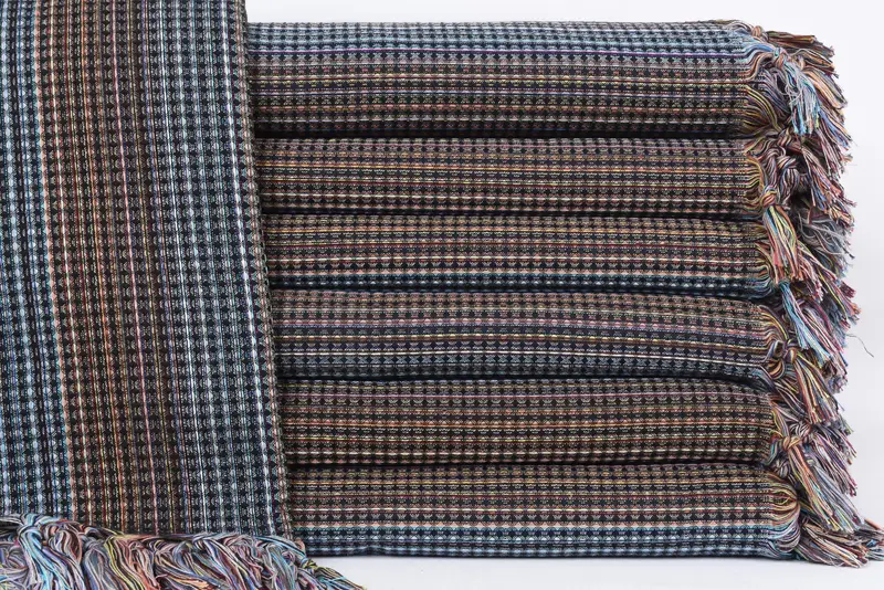 91x87 Black Geometric Blanket, Full Size, Organic Cotton Throw