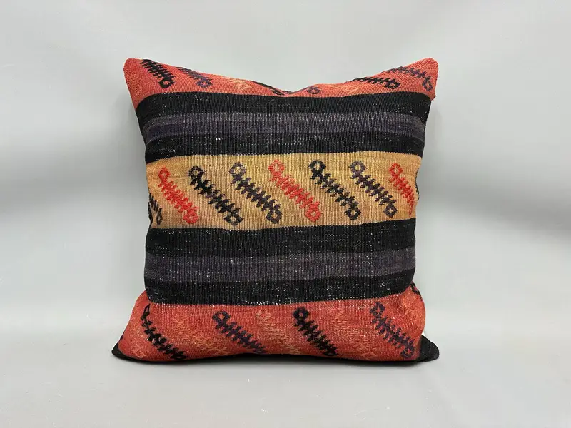24x24 Red Pillow, Wholesale Pillow Cover, Kilim Pillow Cover, Tapestry Pillow Sham, Pillow Case, Turkish Pillow, Turkish Kilim Pillow - 4