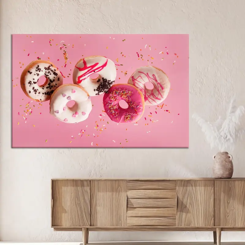 Elegante rosa Donuts-Küchenleinwand – bedruckte Wandkunst