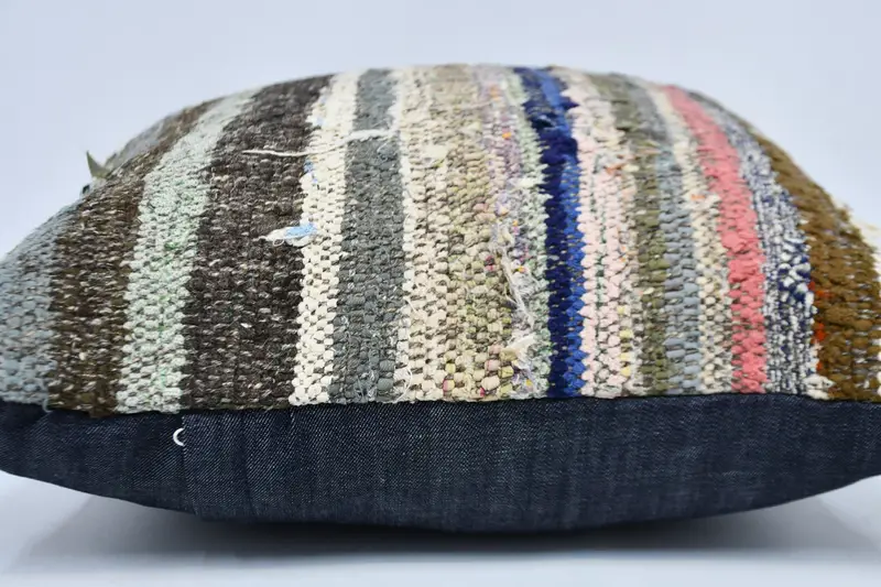 Vintage Kilim Throw Pillow, Kilim Cushion Sham, Vintage Cushion Case, Pillow Cover, Pillow for Sofa, Cotton Pillow Case, 20x20 Blue Pillow Case - 5