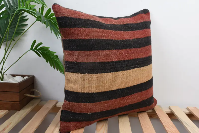 Aztec Cushion Cover, Pillow Cover, Pillow for Sofa, Ethnical Kilim Rug Pillow, Vintage Kilim Pillow, Handmade Pillow Case, 20x20 Red Cushion Cover - 5