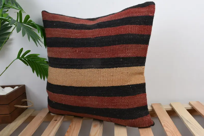 Aztec Cushion Cover, Pillow Cover, Pillow for Sofa, Ethnical Kilim Rug Pillow, Vintage Kilim Pillow, Handmade Pillow Case, 20x20 Red Cushion Cover - 4