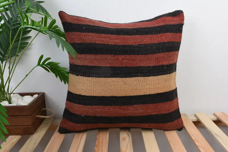 Aztec Cushion Cover, Pillow Cover, Pillow for Sofa, Ethnical Kilim Rug Pillow, Vintage Kilim Pillow, Handmade Pillow Case, 20x20 Red Cushion Cover - 1