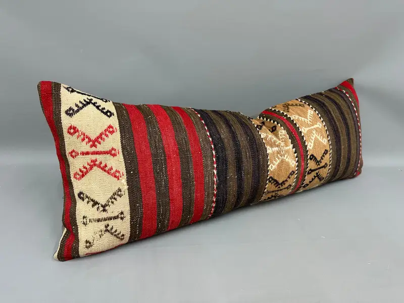16x43 Red Pillow Cover, Handmade Kilim Cushion, Interior Designer Pillow, Cushion Cover, Home Decor Pillow, Kilim Rug Pillow Cover - 2