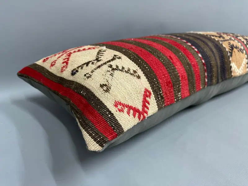 16x43 Red Pillow Cover, Handmade Kilim Cushion, Interior Designer Pillow, Cushion Cover, Home Decor Pillow, Kilim Rug Pillow Cover - 6