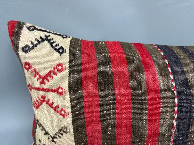 16x43 Red Pillow Cover, Handmade Kilim Cushion, Interior Designer Pillow, Cushion Cover, Home Decor Pillow, Kilim Rug Pillow Cover - 5