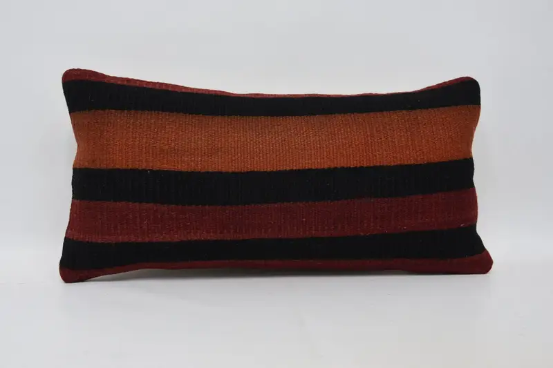 Throw Striped Black Cushion Case, Bohemian Rectangle 12x24 inch Antique Cushion Cover - 1