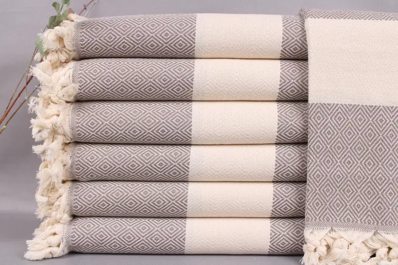 Custom Beach Towel Personalized Turkish Cotton Brown Diamond, 40x71 Inches