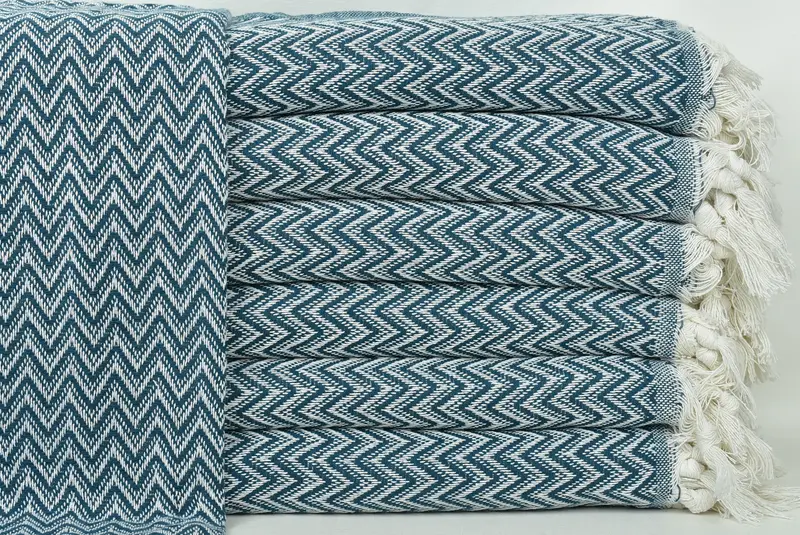 Bachelor Gifts, Throw Blanket, Personalized Blanket, Boho Throw Blankets, 76x64 Cotton Zig zag Towel, Valentine Day Gift For Her, Turkish Bedcover - 1