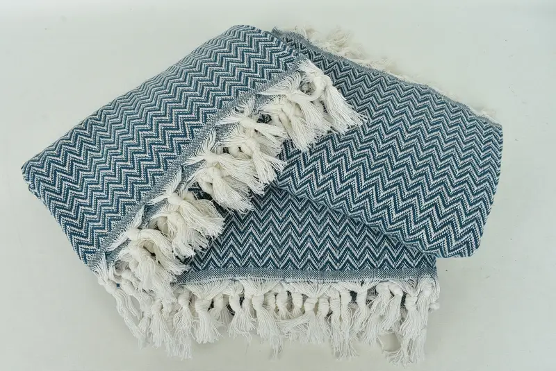 Bachelor Gifts, Throw Blanket, Personalized Blanket, Boho Throw Blankets, 76x64 Cotton Zig zag Towel, Valentine Day Gift For Her, Turkish Bedcover - 6