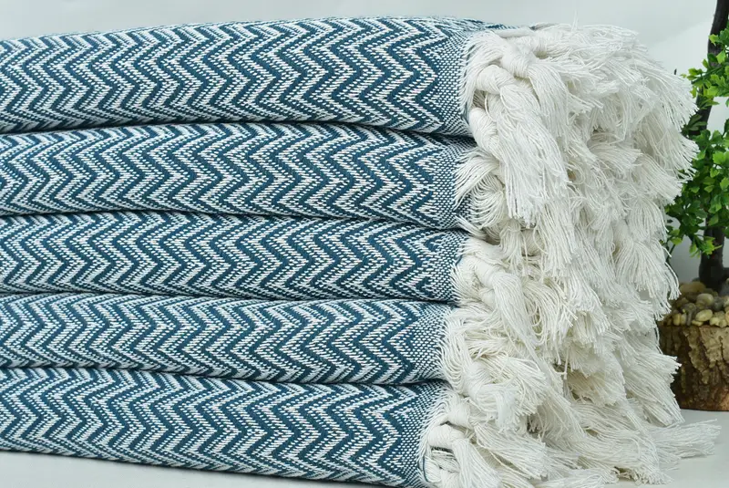 Bachelor Gifts, Throw Blanket, Personalized Blanket, Boho Throw Blankets, 76x64 Cotton Zig zag Towel, Valentine Day Gift For Her, Turkish Bedcover - 3