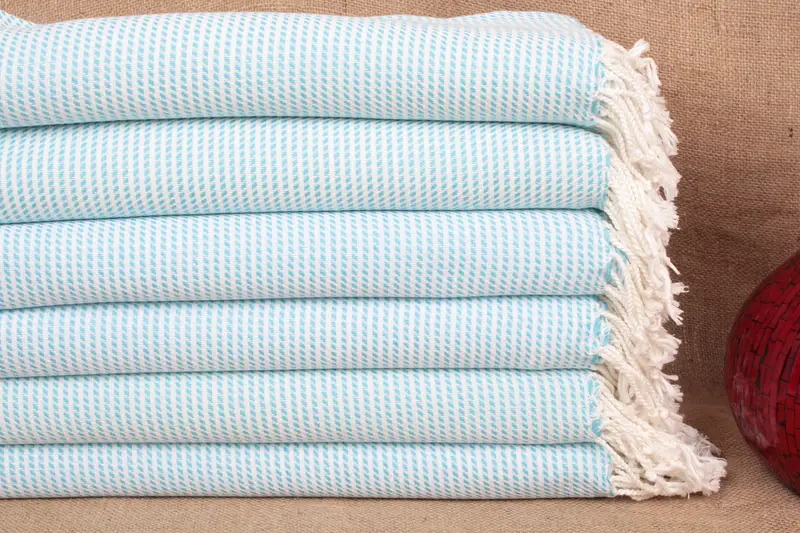 ビーチタオル オーガニックコットン ターコイズポルカドット 40x67インチ