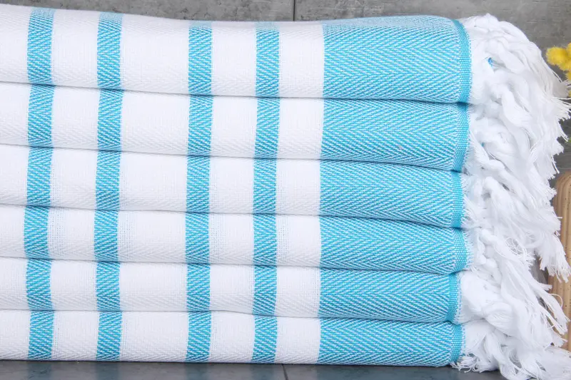 Personalized Turkish Bath Towel Turquoise Chevron, 36x67 Inches