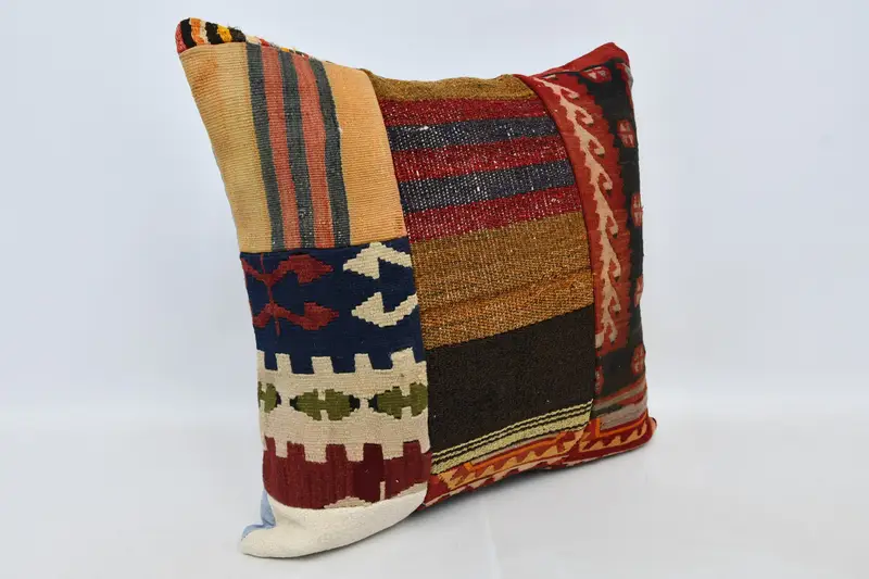 Handmade Kilim Cushion, Yoga Pillow Sham, Kilim Cushion Sham, Cushion Cover, Throw Kilim Pillow, 28x28 Brown Cushion Case, Authentic Cushion - 3