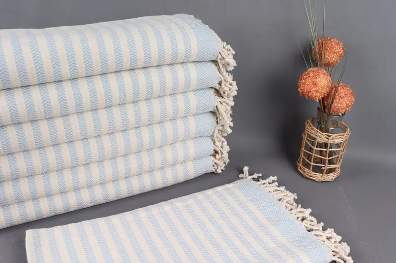Organic Cotton Towel Personalized Baby Blue Chevron, 40x71 Inches