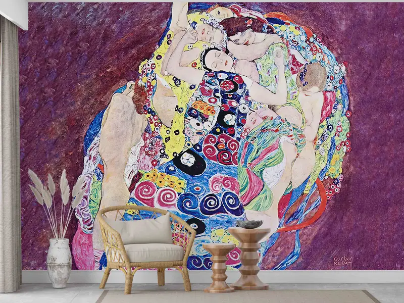 Gustav Klimt Wall Decor, Klimt Digital Paper, Stylish 3D Wallpaper, Famous Wall Stickers, Colorful Paper Art, Self Adhesive Paper, Abstract - 3