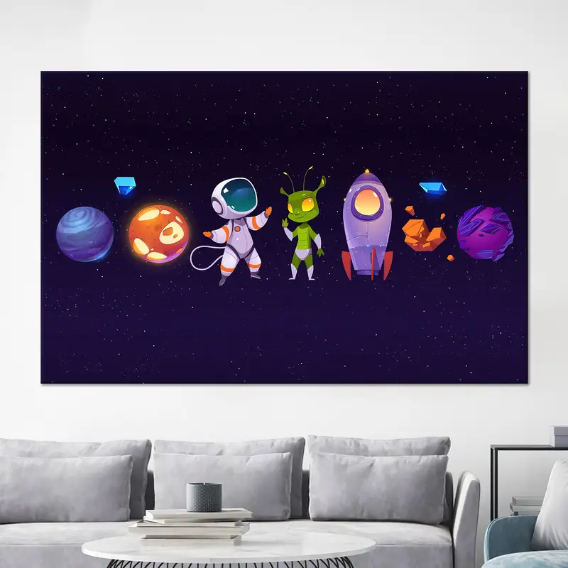 Stellar Galaxy Canvas: Vibrant Space Pattern for Boy Room