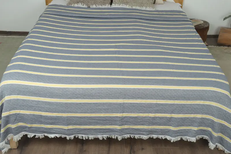 Turkish Tablecloth, Housewarming Gift, Beach Theme Wedding Gift, Woven Throw Blanket, Bridal Shower Gift, Couch Throw, 96x84 Cotton Striped Towel - 8