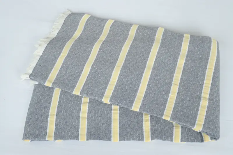 Turkish Tablecloth, Housewarming Gift, Beach Theme Wedding Gift, Woven Throw Blanket, Bridal Shower Gift, Couch Throw, 96x84 Cotton Striped Towel - 6