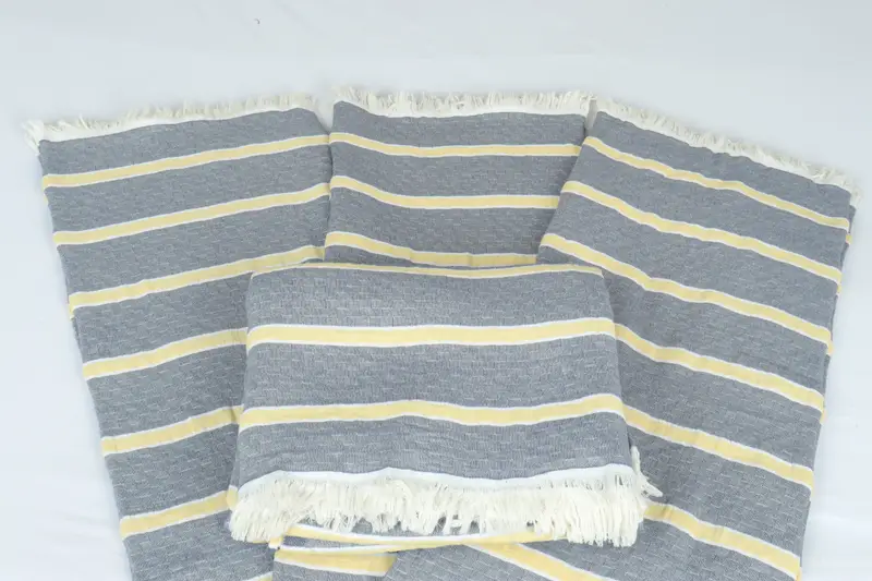 Turkish Tablecloth, Housewarming Gift, Beach Theme Wedding Gift, Woven Throw Blanket, Bridal Shower Gift, Couch Throw, 96x84 Cotton Striped Towel - 5