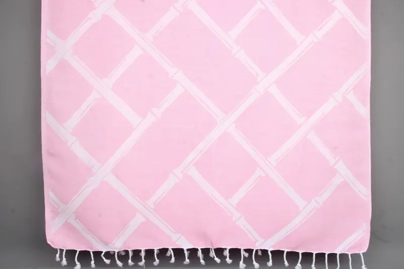 Bamboo Branch Patterned Bath Towel Beige Organic Cotton 40x71