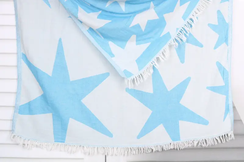 Absorbent Turkish towel, 68x36 Cotton Star Design Towel, Family Gift, Personalized Beach Towel, Holiday Towel, Handmade Gift, Organic Beach Towel - 1