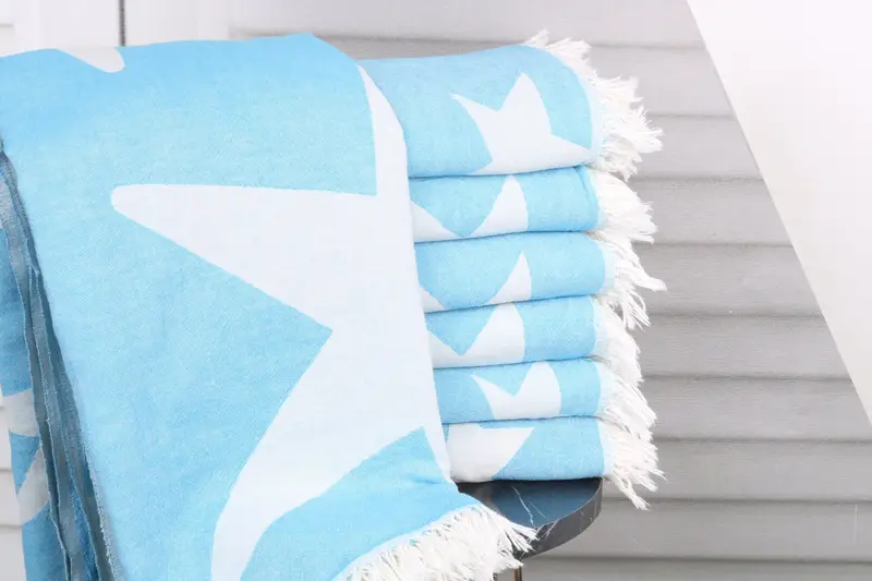 Absorbent Turkish towel, 68x36 Cotton Star Design Towel, Family Gift, Personalized Beach Towel, Holiday Towel, Handmade Gift, Organic Beach Towel - 2