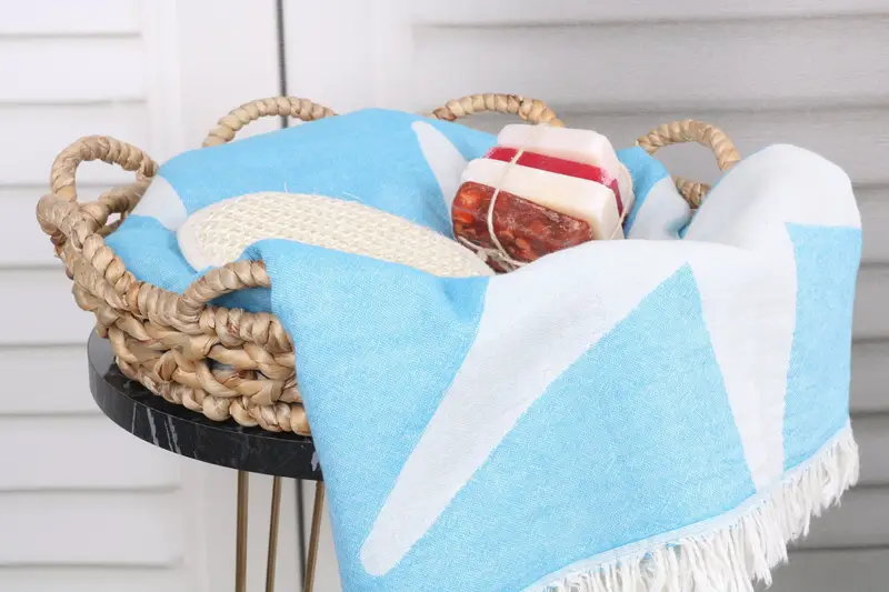 Absorbent Turkish towel, 68x36 Cotton Star Design Towel, Family Gift, Personalized Beach Towel, Holiday Towel, Handmade Gift, Organic Beach Towel - 3