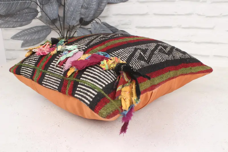 Pillow Case, Home Decor Pillow, Vintage Kilim Throw Pillow, Muted Pillow, Garden Cushion Case, Interior Designer Pillow, 16x16 Red Cushion Case - 6