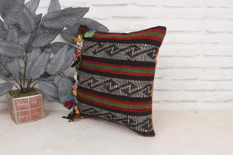 Pillow Case, Home Decor Pillow, Vintage Kilim Throw Pillow, Muted Pillow, Garden Cushion Case, Interior Designer Pillow, 16x16 Red Cushion Case - 4
